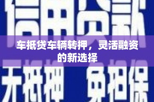 株洲车抵贷车辆转押，灵活融资的新选择