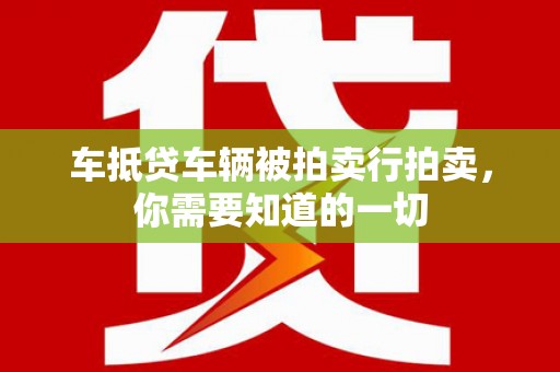 梅山车抵贷车辆被拍卖行拍卖，你需要知道的一切