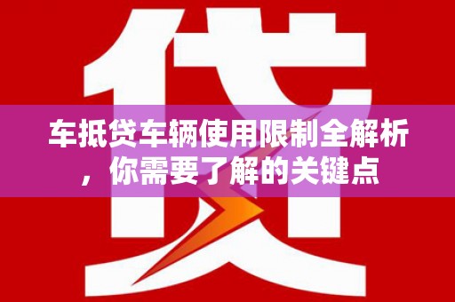 泰安车抵贷车辆使用限制全解析，你需要了解的关键点