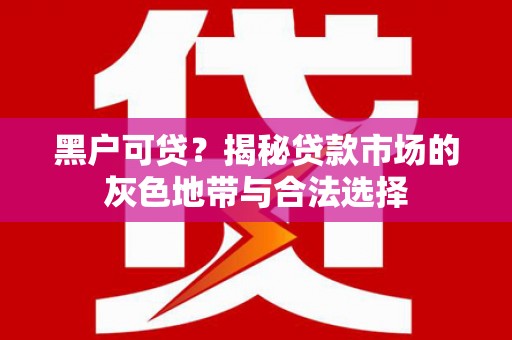 泰安黑户可贷？揭秘贷款市场的灰色地带与合法选择