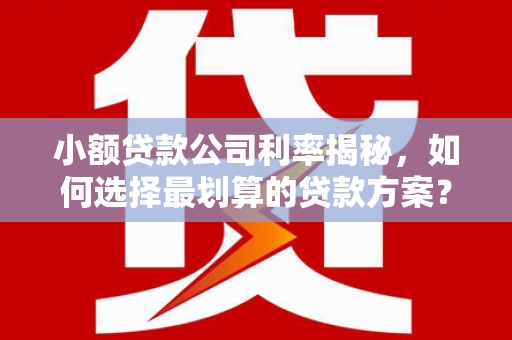 汉阴小额贷款公司利率揭秘，如何选择最划算的贷款方案？