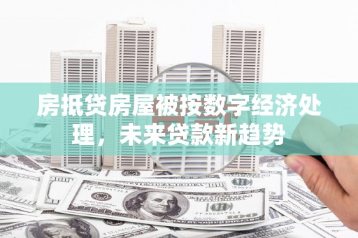 武进房抵贷房屋被按数字经济处理，未来贷款新趋势