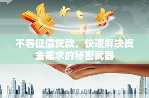 玉屏不看征信贷款，快速解决资金需求的秘密武器