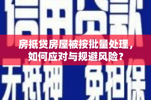 仪陇房抵贷房屋被按批量处理，如何应对与规避风险？