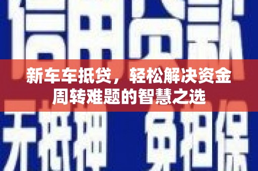 玉树新车车抵贷，轻松解决资金周转难题的智慧之选