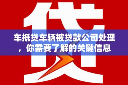 玉树车抵贷车辆被贷款公司处理，你需要了解的关键信息