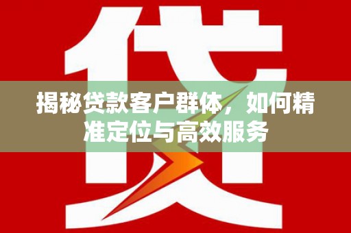海晏揭秘贷款客户群体，如何精准定位与高效服务