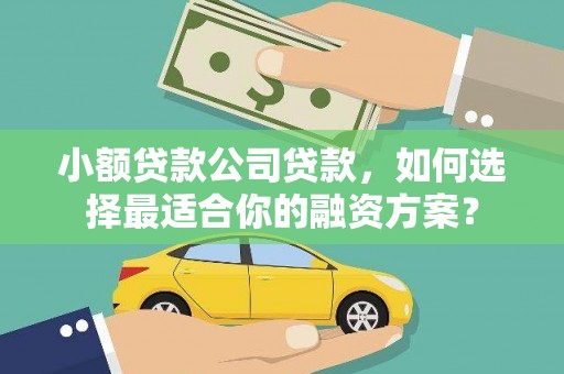 天等小额贷款公司贷款，如何选择最适合你的融资方案？