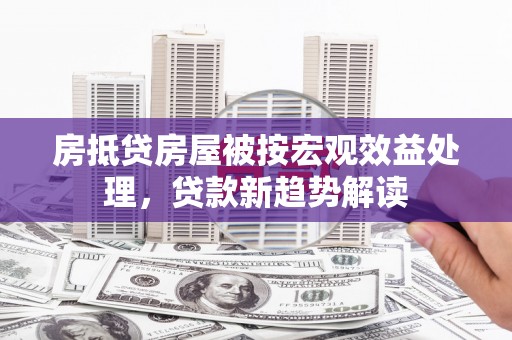 天等房抵贷房屋被按宏观效益处理，贷款新趋势解读