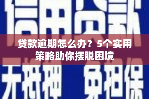 南投贷款逾期怎么办？5个实用策略助你摆脱困境