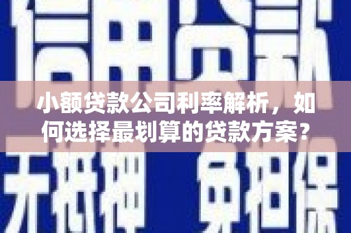 康定小额贷款公司利率解析，如何选择最划算的贷款方案？