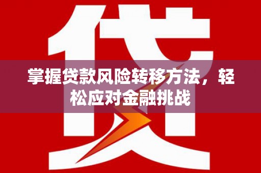 沙雅掌握贷款风险转移方法，轻松应对金融挑战