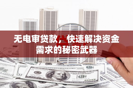 临沧无电审贷款，快速解决资金需求的秘密武器