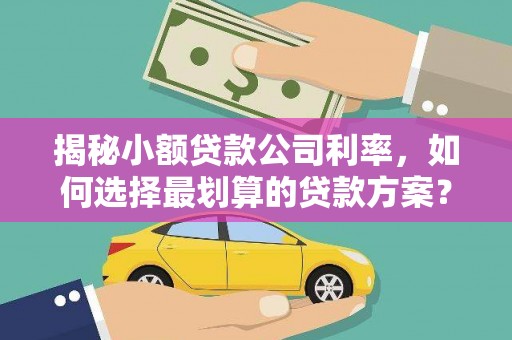 巍山揭秘小额贷款公司利率，如何选择最划算的贷款方案？