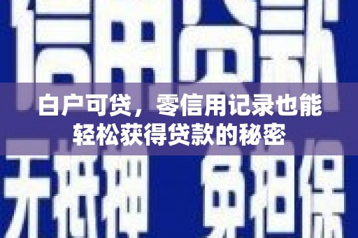 临潼白户可贷，零信用记录也能轻松获得贷款的秘密