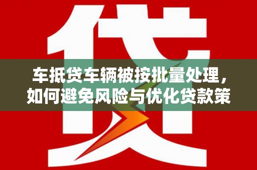 凤庆车抵贷车辆被按批量处理，如何避免风险与优化贷款策略